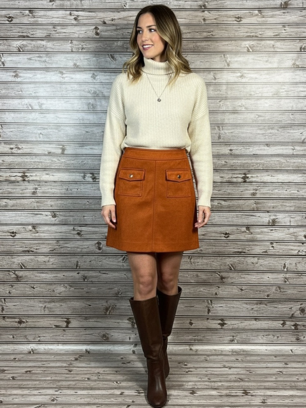 Suede Orange Mini Skirt